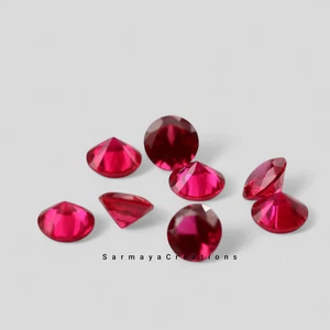 Lab grown Red Ruby Loose Gemstone for jewelry making Round Cut VVS1 7.5 mm - Picture 1 of 5