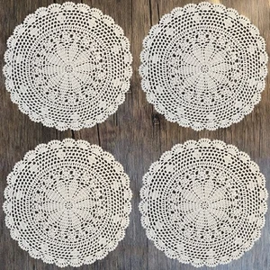Crochet Doilies Handmade Round Cotton Lace Table Placemats Knitted Tablecloth... - Picture 1 of 2