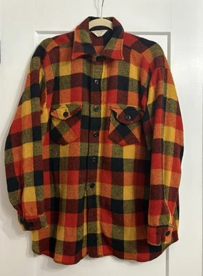 Vintage 60s Frostproof Men’s 16.5 Wool Blend Plaid Flannel Shirt Jacket  - Image 1 of 4