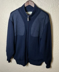 ORVIS Ultimate Foul Weather Full Zip Sweater Jacket 100% Wool Mens M Blue Lined - Picture 1 of 15