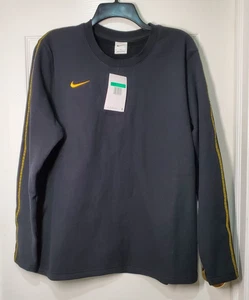 Felpa pullover donna Nike XL nero giallo orlo manica lunga girocollo nuova con etichetta - Foto 1 di 12