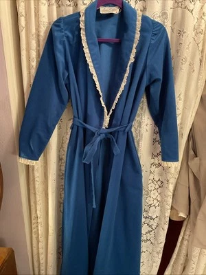 vintage Lanz of Salzburg blue Wrap Robe M, made in USA - Image 1 of 4