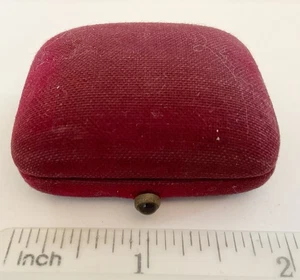 Antique Maroon Colored Small Jewelry Box With Red Push Button - Picture 1 of 4