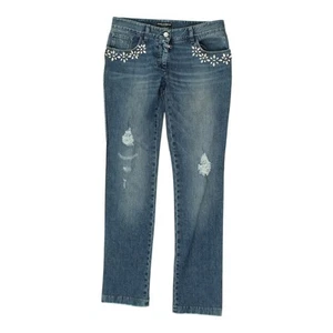 Pantalones de mezclilla para mujer Dolce & Gabbana | Vintage azul tiro bajo diseñador desgastados - Imagen 1 de 7