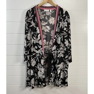 Susan Graver Damen Floral Liquid Knit Longline Cardigan Jacke Gr. XL Reise - Bild 1 von 12