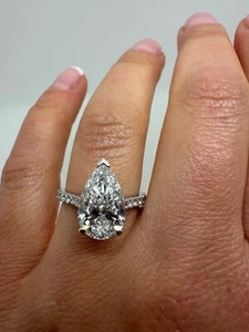 3,30 kt D-VVS2 Lab-gezüchtete Birne Diamant Solitär Platin Verlobungsring *LGGE4 - Bild 1 von 22