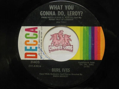 Burl Ives: Call Me Mr. In-Between / What You Gonna Do Leroy? 45 RPM VG+ (LC)  Foto 1 de 2