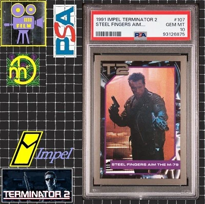 1991 Impel Terminator 2 - #107 Steel Fingers Aim the M-79 - PSA 10 GEM MNT POP 1 - Image 1 of 4