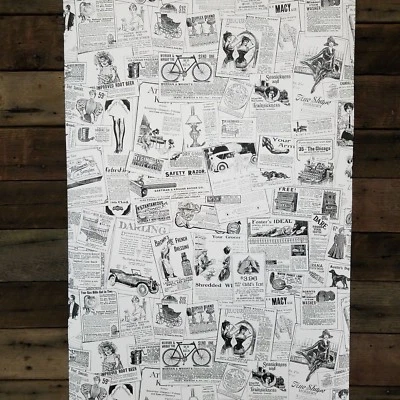 Classic Vintage News Ads Retro Black and White Traditional Old World Wallpaper - Image 1 of 4