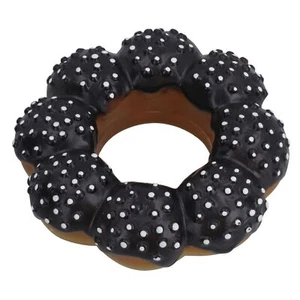 Pet Dog Vinyl Black Donut Food Dog Toy Play Toy With Squeak 4x4x14cm - Picture 1 of 6