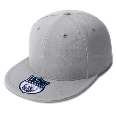 Premium Solid Fitted Baseball Cap Hat Blank Plain Flat Bill 9-Sizes Trucker - Image 1 of 4