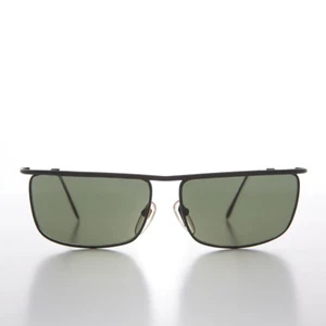 Large Black Men's Rectangular Sporty Fashion Vintage Sunglass Green Lens - Moto - Picture 1 of 3