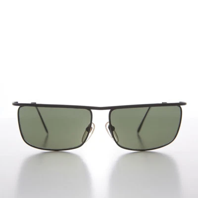 Gafas de sol grandes negras rectangulares deportivas de moda vintage lentes verdes para hombre - Moto Foto 1 de 3