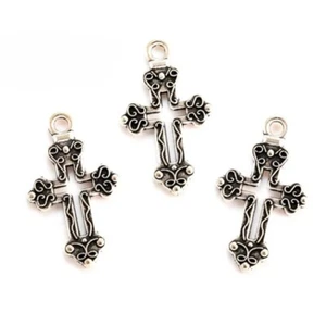 BLUK 100 piezas dijes cruzados hágalo usted mismo colgantes para hacer joyas plata antigua - Imagen 1 de 1