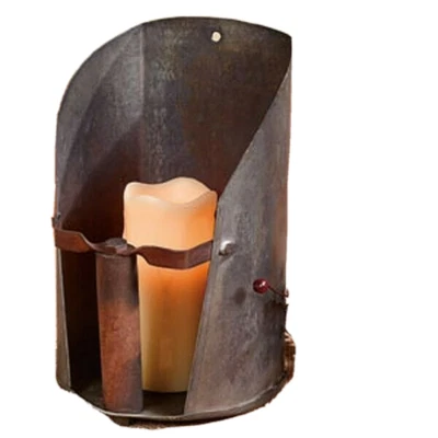 Scoop candle Sconce in Distressed Metal - Image 1 of 4
