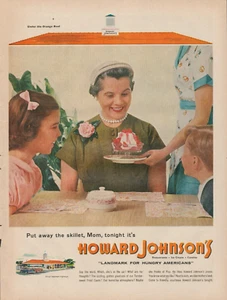 1955 Howard Johnson's Restaurants Put Away The Skillet Mom Night Print Ad - Picture 1 of 1