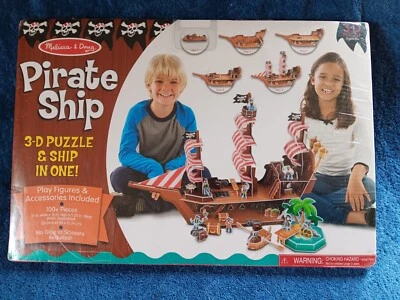 Melissa & Doug Pirate Ship 3D Puzzle & Play Set In One Figures Included New TOY - Image 1 of 4