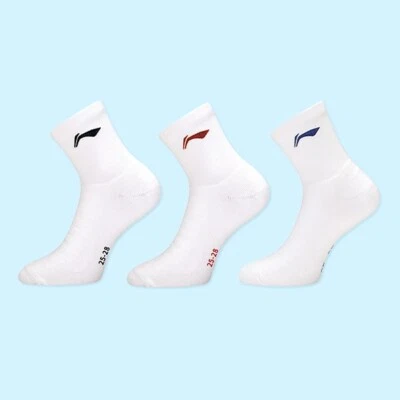 Li-Ning Men's National Team Mid-Crew Badminton Sports Socks Casual 3pcs AWSU059 - Image 1 of 4