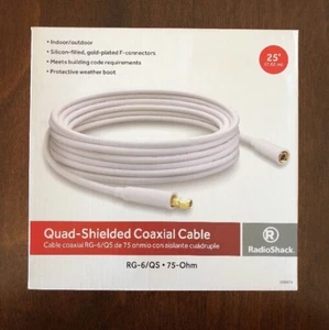 Radio Shack 25 Ft Quad-Shielded Coaxial Cable. RG-6/QS, 75 Ohm. Brand New. - Picture 1 of 4