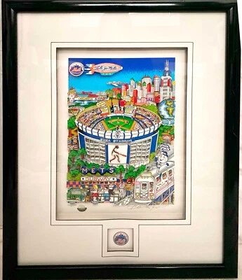 Fazzino NY Mets arte de medios mixtos enmarcado firmado por Charles Fazzino edición limitada Foto 1 de 4
