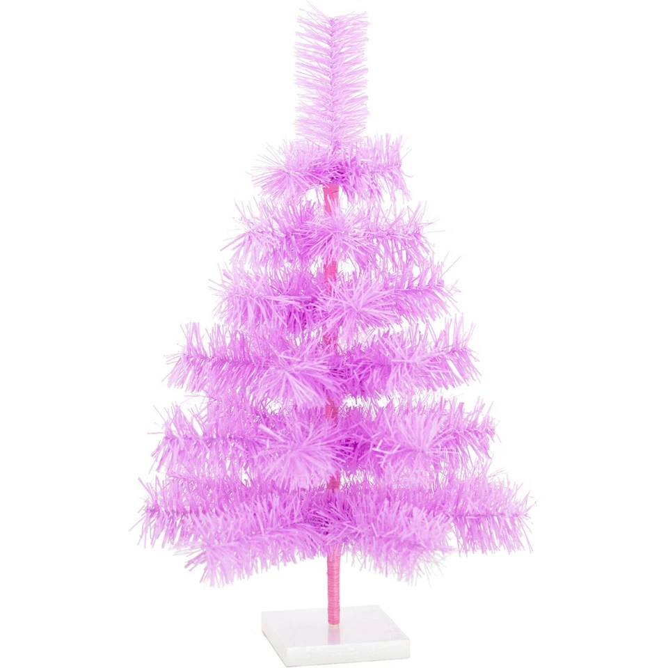Lavender Tinsel Christmas Tree, Stand Included Folding Wire Branches - Image 1 of 4