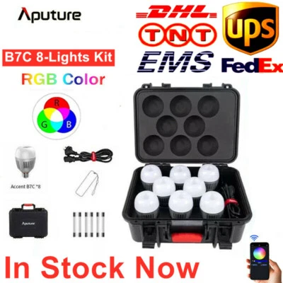 Aputure Accent B7C 8-Light Kit Light Bulb RGB Full Color 2000-10000K+Charger BOX - Image 1 of 4