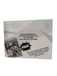 Super Nintendo SNES Acclaim Warranty Registration Card ACL-SNS-US - Picture 1 of 2