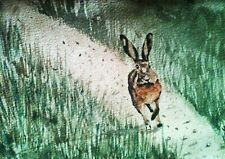 A4 LIMITED EDITION GICLEE PRINT "CHARGING HARE", SIGNED By ARTIST
