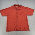 Tommy Bahama Short Sleeve Shirt Men's L Orange Silk Adult Casual Relaxed.