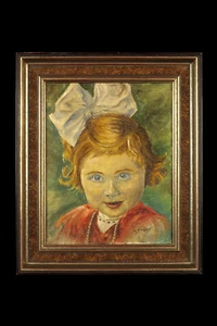 Erstaunliches altes Mädchenportrait, Ölgemälde um 1930 - Bild 1 von 9