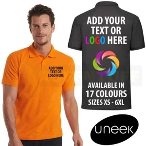 Personalised UNEEK Polo Shirt Custom Printed Logo Unisex Work Wear Uniform UC101 - Picture 1 of 15