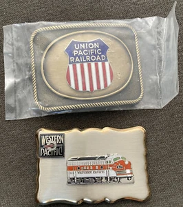 Konvolut 2 Vintage Gürtelschnallen Western Pacific & Union Pacific Railway Sammler - Bild 1 von 3