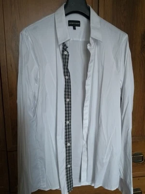 New Emporio Armani Men's Hidden Button Front Long Sleeve White Shirt - image 1 of 4