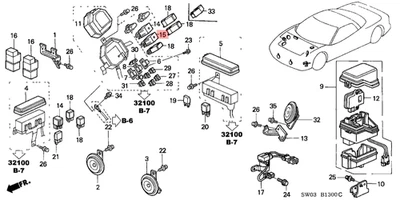Conjunto de relé de potencia NSX genuino OEM HONDA ACURA (5P) (marrón) (mitsuba) Foto 1 de 2