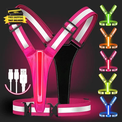 Led Reflective Vest Running Gear,Usb Rechargeable Light up High Visibility Runni - Image 1 of 4