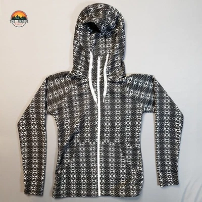Sudadera con Capucha Kavu Cremallera Completa Negra Blanca Geométrica Manga Larga Bolsillos Para Mujer XS Foto 1 de 4