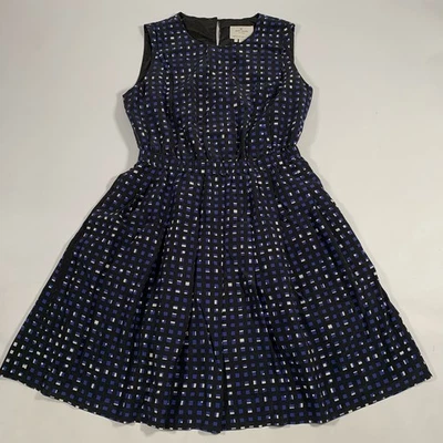 Vestido Kate Spade de seda hasta la rodilla línea A para mujer talla 6 negro azul sin mangas Foto 1 de 4