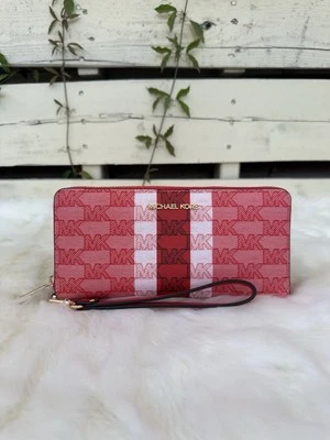 Cartera/muñequera de cuero continental de viaje grande Michael Kors JST - sangría oscura Foto 1 de 4