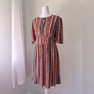 NWT Francesca’s Blue Rain Bohemian Print Tie Neck Half Sleeve Knee Length Dress - Picture 1 of 9