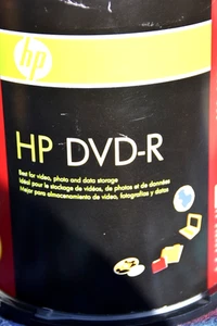 100 HP Blank 16X DVD DVD-R Branded Logo 4.7GB Media Disc Spindle with Handle - Picture 1 of 7