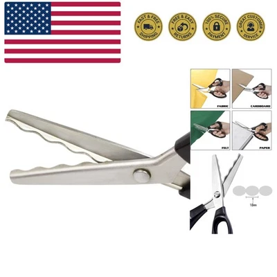 Fabric Pinking Shears, Professional Stainless Steel Handled Scissors, Black, ... - Image 1 of 4