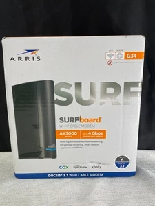 Arris G34 Black SURFboard DOCSIS 3.1 AX3000 Gigabit Cable Modem Wi-Fi 6 Router - Picture 1 of 11