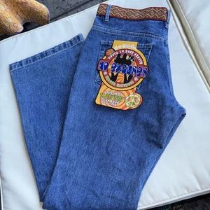 RARE VINTAGE NO EXCUSES JEANS 90s NWT Groove Mistress Rainbow FLARE DEADSTOCK 13 - Picture 1 of 9