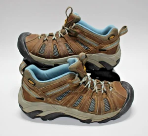 Scarpe da trekking Keen Voyageur da donna 8,5 in pelle sneakers da trail walking blu/marrone - Foto 1 di 10