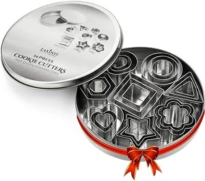 24 Piece Mini Cookie Cutter Set - Heart, Star, Flower, Geometric Shaped Assorted - Picture 1 of 1