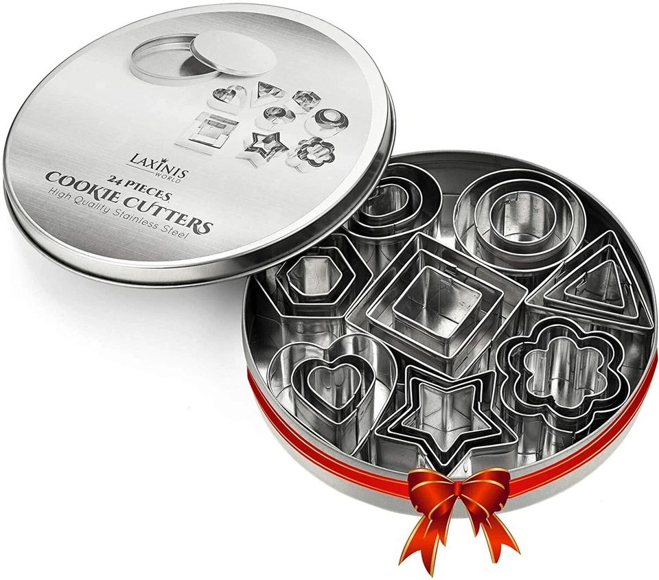 24 Stück Mini Ausstecher Set - Herz, Stern, Blume, geometrische Form sortiert - Bild 1 von 1