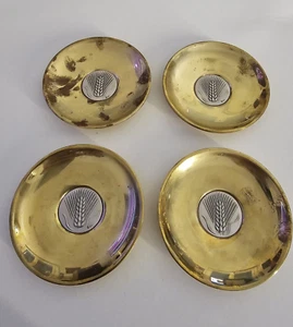 Lot of 4 Lalaounis Brass & Sterling Silver 925 Mounted Ear of Wheat Trays. - Picture 1 of 7