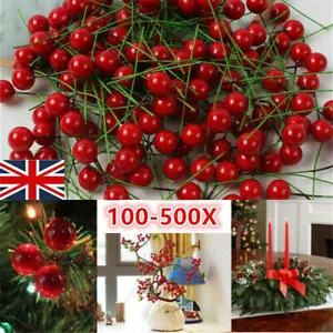 UK 500x Christmas Artificial Pine Branch Cone Berry Holly Flower Pick XMAS Decor - Picture 1 of 18