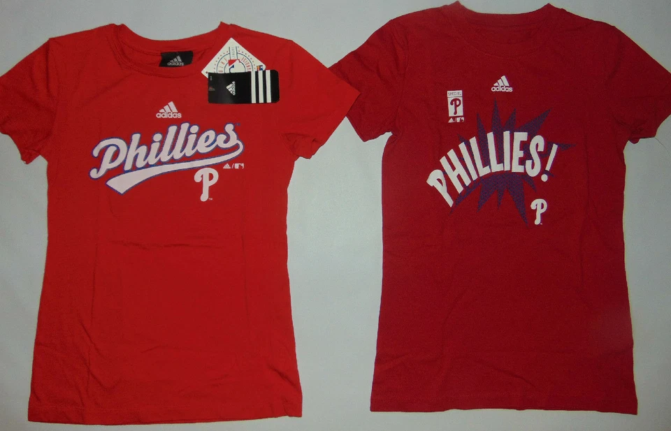 2) Camisetas de bebé Philadelphia Phillies rojas de béisbol MLB grandes 14/16 LOTE NUEVO  Foto 1 de 4