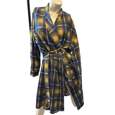 Vintage 70s Towncraft Robe Size L Summer Bathrobe Plaid Lightweight JCPenneys MW - Image 1 of 4